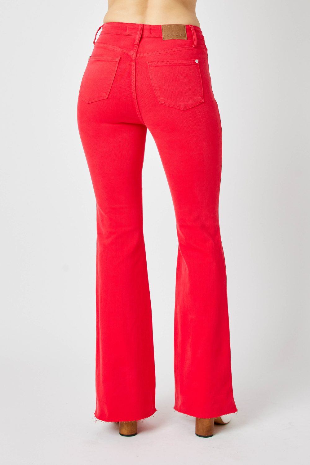 Tummy Control Judy Blue Red Garment Dyed Flare High Rise Jean - Image 2