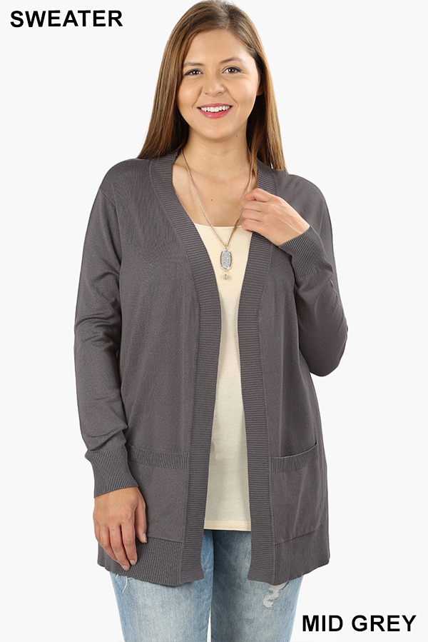 Cardigan Open Front With Pockets