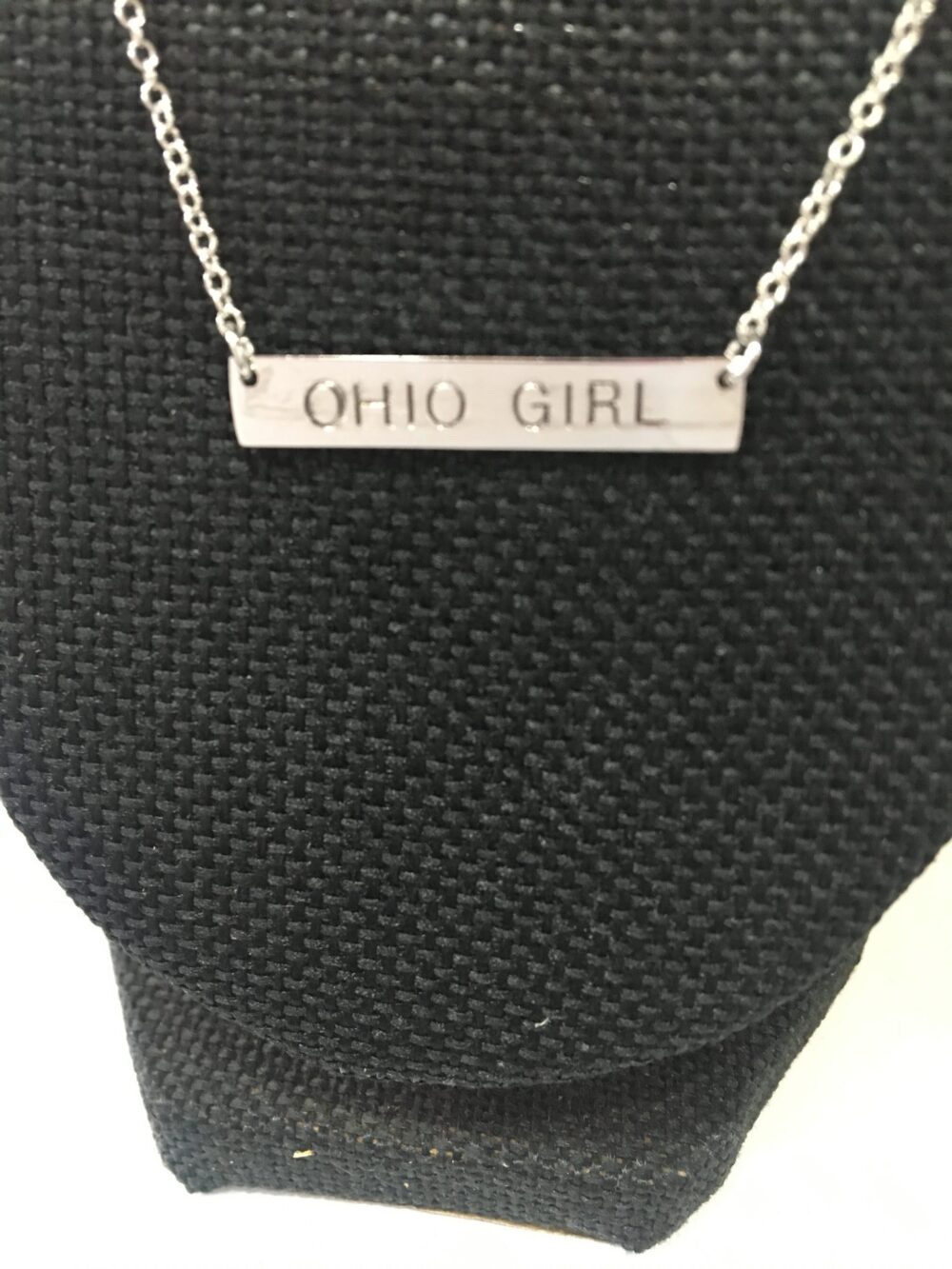Ohio Girl Bar Silvertone Necklace